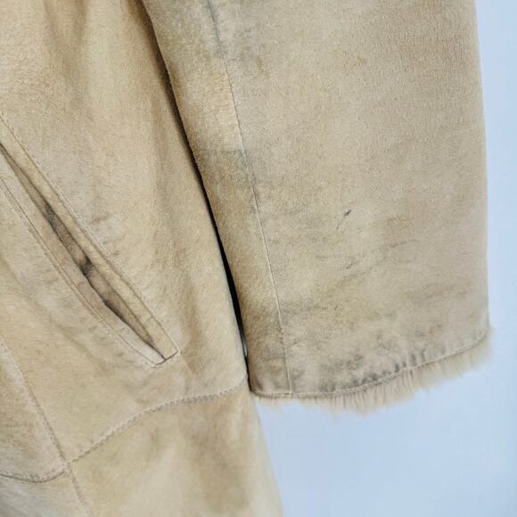 Adler Collection Genuine Suede Shearling Coat Size M Vintage Boho Leather Jacket - Picture 6 of 10